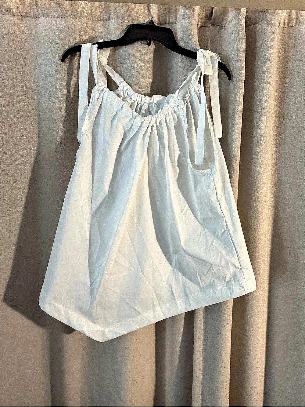 SHEIN White Ruched Tie-Strap Camisole Size Large